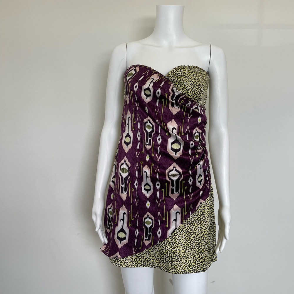 H&M Strapless Cheetah-African Style Print Strapless Dress